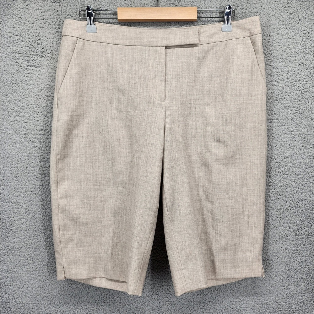 Rafaella Womens Tan Heathered Dress Shorts Size 14 Stretch Career Bermuda Pockt